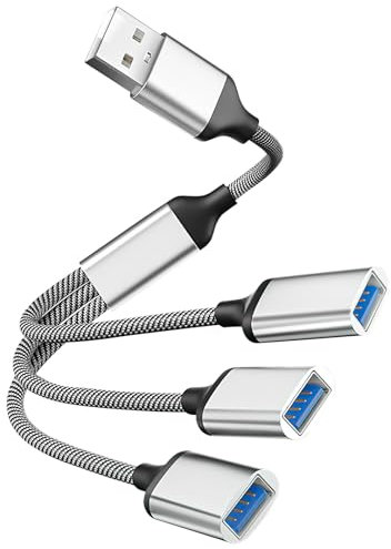 Cavo Sdoppiatore USB Tipo B da 1 Maschio a 3 Femmine, Adattatore Hub USB 2.0 ad Alta Velocità per Ricarica e Trasferimento Dati, Compatibile per Laptop, Mac, Telefoni Cellulari, Console di Gioco