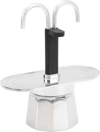 Fdit Cafetière à Double Tête, Machine à Expresso Italienne en Alliage D'aluminium 100ml, Cafetière Portable en Acier Inoxydable, Pot Moka à Double Bec pour café à la Maison (Base