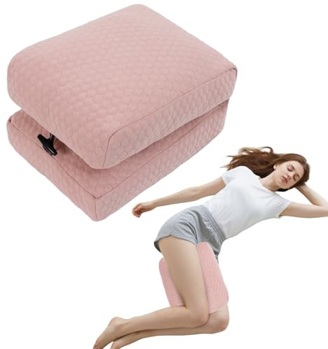 Blublu Park Almohada ortopédica para dormir de lado, plegable y cómoda, soporta rodillas y caderas, perfecta para embarazadas y personas con dolor de espalda o lesiones de rodilla (rosa)