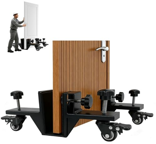 Paquete de 2 carros de puerta con ruedas rodantes, carrito elevador de puerta ajustable resistente, herramientas de instalación de puerta, capacidad de carga de 80 kg, se adapta a paneles de puerta de