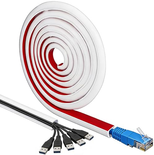 Goulotte Passe Cable Blanche Autocollante 3M*18mm, PVC Flexible Cache Cable Mural, Goulotte Décorative pour Mur, Sol, Plafond, Carrelage