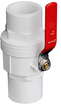 Vanne à bille en PVC, raccord de vanne 1 vanne à bille en PVC, diamètre intérieur 20/25/32/40/50/63/90 mm, d'arrêt d'eau avec régulateur de débit et poignée antidérapante acier rouge(20mm)