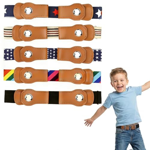 PjuQow 5 Stück Kindergürtel Jungen, Kinder Gürtel Junge, Einstellbarer KinderGürtel Für Jungen Mädchen, Universal für Männer und Frauen, für Hosen und Jeans, Geeignet für den täglichen Gebrauch