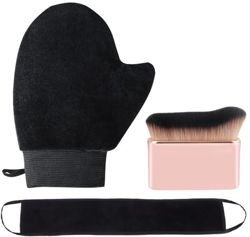 3 Pezzi Guanto Autoabbronzante,Autoabbronzanti Guanto Viso e Corpo,3 In 1 Kit Reusable Self Tan Application Mitt,per Tanner Lotions