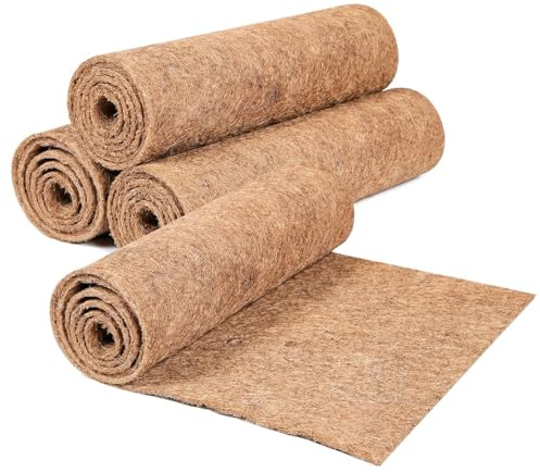 Yuragim 4 stycken hampmattor för gnagare, gnagarmatta av 100 % kokosfiberspån 100 x 30 cm, absorberar lukt, hampmatta för kaniner hamstrar, golvskydd, hampmatta, gnagarmatta