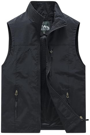 Chaleco de verano para hombre, chaleco transpirable de moda para exteriores, chaleco ligero sin mangas con bolsillos con cremallera, informal, caza, fotografía, chaleco funcional, cómodo, chaleco de