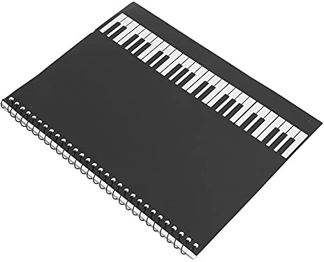 Walfront Papier de Manuscrit de Musique Cahier D'écriture Musicale 50 Pages Carnet de Notes Copie de Partition Écriture avec Couverture de Piano Noire pour les Auteurs de (motif de piano noir)