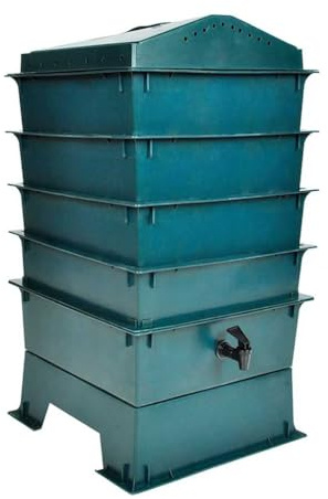 Ordellia Composteur à vers à 4 compartiments en polyéthylène haute densité - 42 x 42 x 60 cm - Ferme de vers pour le jardinage, les déchets de cuisine, les accessoires d'entretien du jardin