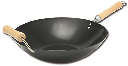 Joyce Chen Classic Series 14-Inch Carbon Steel Nonstick Wok with Birch Handles