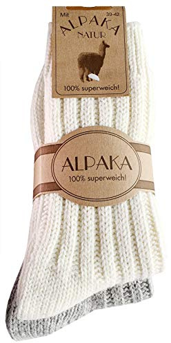 dunaro Lot de 2 paires de chaussettes en laine d'alpaga particulièrement chaudes et douillettes pour homme et femme, 39-42