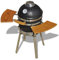 yorten Barbecue Grill Keramik Räucherofen Holzkohlegrill Camping Outdoor BBQ-Grillofen mit 2 Klappbaren Seitenablagen 76 cm Höhe