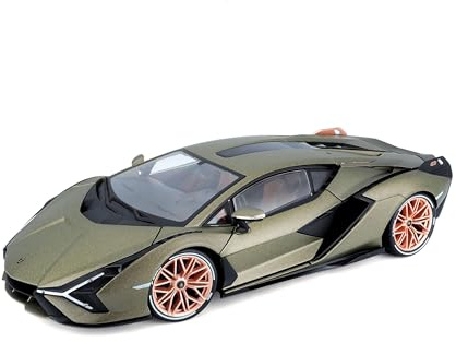 Bburago Lamborghini Sian FKP 37: Modellauto im Maßstab 1:18, Türen, Kofferraum und Motorhaube zum Öffnen, Electric Gold (18-11046)