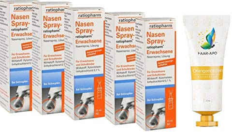 Nasenspray Ratioph. 5 x 15 ml Sparset inkl.einer hochwertigen Handcreme Marke Faar-Apo