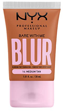 NYX Professional Makeup Blurring Tint Foundation, Medium Coverage, Matte Finish, With Niacinamide, Matcha and Glycerin, 12 Hours Hydrating, Bare With Me Blur, 30 ml, Shade: Medium Tan