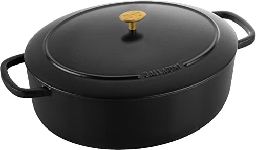 BALLARINI Bellamonte Auflaufform, Bräter, Dutch Oven, Emailliertes Gusseisen, Oval, 37cm, 9,5 L, Schwarz