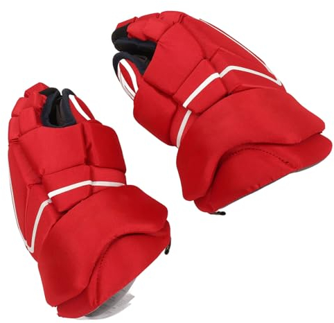 Jauarta 1 Paar Rote Eishockey-Handschuhe, Handschutz, Eishockey-Handschuhe Erwachsene Zum Rollschuhlaufen (10 Zoll)
