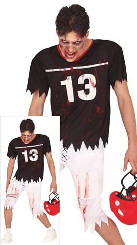 FIESTAS GUIRCA Déguisement de quadrillage zombie apocalyptique pour homme - Uniforme d'école secondaire de football américain de rugby - Déguisement d'Halloween pour homme Taille adolescente