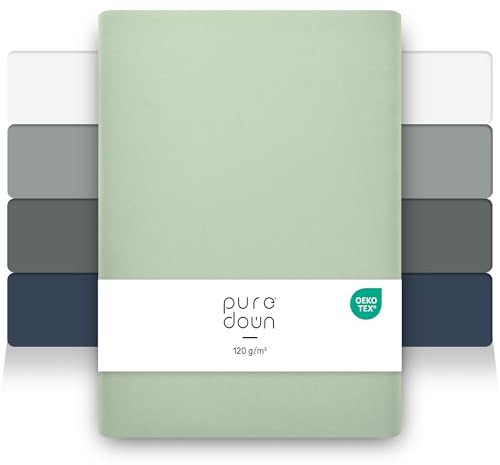 puredown Set de 2 Sábana Bajera Ajustable de Microfibra Cepillada 120g/m², 200 * 200 * 30cm, Certificadas por Öko-Tex, Verde