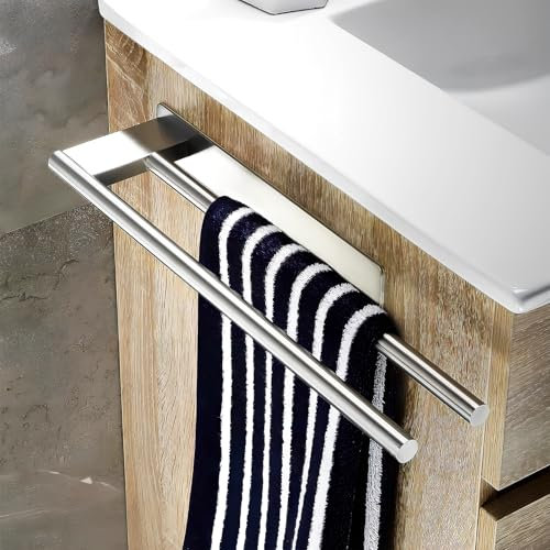 Dokeno 39cm Toalleros de Baño Doble,Toalleros Adhesivos sin Taladro,304 Acero Inoxidable Toallero Doble Barra,Soporte De Pared para Toallas,Toallero Adhesivo Baño,para Baño y Cocina (Plata)