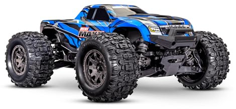 TRAXXAS Mini Maxx 4WD Brushless BL-2S RTR 1:12 Monster Truck Bleu avec Batterie + Chargeur USB/C 2 A