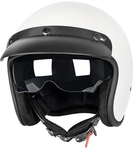 Yesmotor 3/4 Open Face Retro Motorcycle Helmet Vintage Helmet for Motorbike Casco, Moped, Cruiser, Bobber, and Chopper - DOT Approved