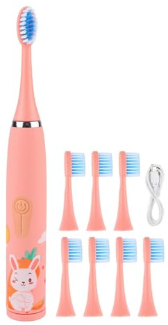 Brosse à dents électrique résistante à l'eau pour jeunes enfants, tête de brosse à dents avec charge USB 8 pour enfants, filles et garçons de 6 ans