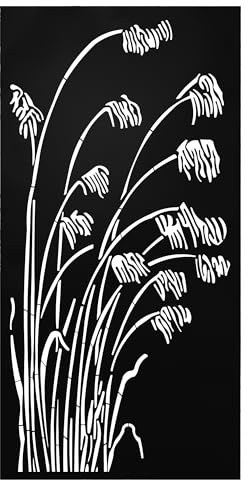 UNUS Metallbild Schilfrohr 120 x 60 cm Wanddeko für innen und außen mit Aufhängehaken, modernes Design in Schwarz