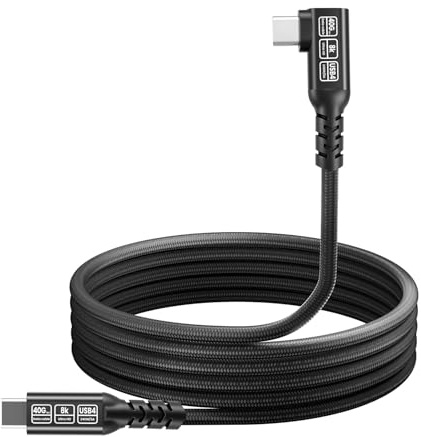 Puiseno USB4 Winkelkabel mit 240W Schnellladung, USB-C Datenkabel 40Gbps, USB C Kabel Videoübertragung 8K@60Hz, kompatibles Thunderbolt 4/3 für Laptop, Monitor und Dockingstation(2m)
