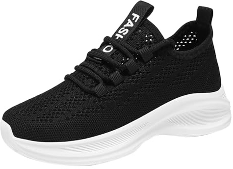 Zapatillas de correr para mujer, color blanco, con acolchado de aire, suela suave, transpirables, de malla, antideslizantes, ortopédicas, cómodas, para exteriores, Negro , 40 EU
