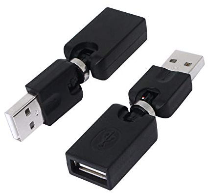 CERRXIAN Adattatore di estensione girevole e girevole USB 2.0 da tipo A maschio a tipo A femmina, rotazione di 360 gradi, regolabile, ad angolo retto (confezione da 2)