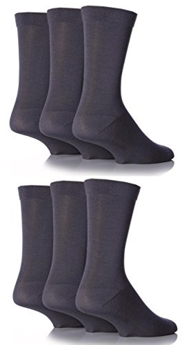 SockShop Mens 6 Pair Socks - Soft, Breathable & Cooling Bamboo Socks with a Gentle Comfort Cuff in Plains and Stripes, Bright and Colourful Multipack