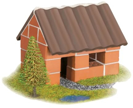 Teifoc TEI 1024 Steinbaukasten - Kleines Einfamilienhaus, Konstruktionsspielzeug für Kinder ab 6 Jahren, Bastelset für Mädchen und Jungen mit Mini Ziegelsteinen