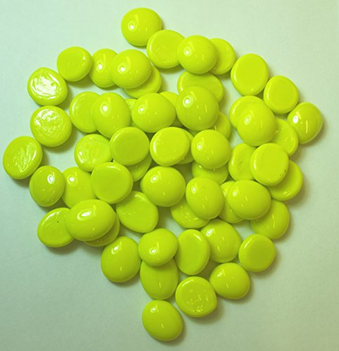 Ullmannglas glasbitar – dekosteiner – muggsten, liten (Ø ca 16/18 mm) förpackad i opal gul till 200 g.