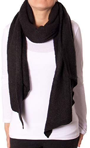 Eitex Damen offener kuscheliger Schal XXL Schal sanftes Material Viskose und Wolle Gemisch warm Stola (schwarz)