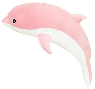 JAWSEU Dauphin en Peluche 50cm, Mignon Doux Dauphin Jouets en Peluche Poupées, Doux câlin Oreiller Animal Poupée, Enfants Jouet Cadeau danniversaire, Rose