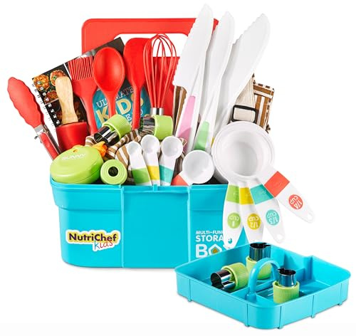 NutriChef Kit reposteria niños, Niñas, 4 años en adelante, Utensilios, Incluye Delantal pequeño y Herramientas de Cocina