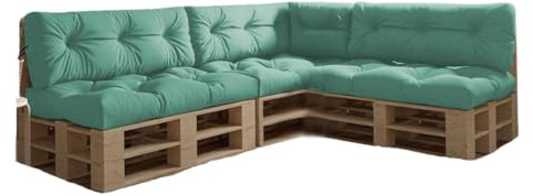 Chilly Pilley Pallkudde Vattentät Palldyna Pallkudde Pallmöbler Trädgårdskudde Vattentät Vattenavvisande Många Storlekar Och Färger (Set Med 7 Pastell Mint)