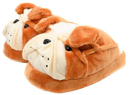 Onmygogo Pantofole fantasia in peluche da donna, Bulldog, 37.5/39 EU