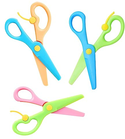 3Pcs Safety Scissors Set,Preschool Training Scissors,Plastic PlaydoughScissors,ArtCraft Safe Scissor,Handmade Art Craft Scissorsfor DIY Crafts,Scrapbooking