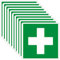 SRTSTR 10pcs Erste Hilfe Schild Selbstklebend PVC Grünes 10x10cm Aufkleber Erste Hilfe für Verbandkasten ISO 7010 Piktogramm Kreuz Rettungszeichen Hinweisschild,Wasserdicht und Verschleißfest,Cassetta