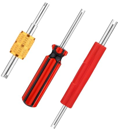PEUTIER 3uds Herramienta de Válvula de Neumático, Extractor de Núcleo de Válvula de A/C de Cabeza Simple y Doble Removedor de Núcleo de Válvula Schrader para Coche Bicicleta