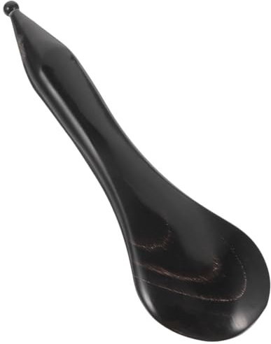 IWOWHERO Gesichtskratzbrett Salon-massagestab Körpermassagegerät Ochsenhorn Massagestab Jadebrett Gua Sha Handpolitur Gesichtsmassagegerät Tragbarer Massagestab Black