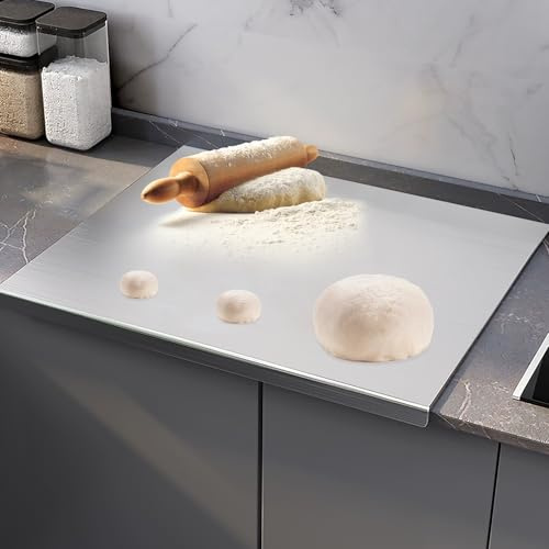 Bänkskiva knådbräda rostfritt stål [30 x 40 cm] – för knådning, skärning och bakning – köksplatta med stoppkantÄven som pastabräda, degbräda – skärbräda platta kök