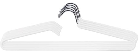 SHIMOYAMA Kleiderbügel, 5 Pack, Metall Kurzhals Kleiderbügel Organisers, Anti-Rutsch-Kragen-Schutz-Bügel für T-Shirts Kleid Jacke Platzsparend (Weiß)