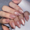 Cat Eye False Nails - Glitter Pink Press On Nails - Glossy Full Cover Almond Fake Nails with Glue - Shiny Medium Acrylic Pink Stick on nails for Women Manicure 24PCS