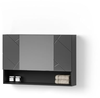 Livinity Badspiegelschrank Ronco, Anthrazit Hochglanz, 80.1 x 55 cm