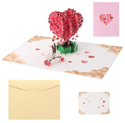 Culinavog Gratulationskort, popup-bröllopskort, 3D kärleksträd, popup-kort, bröllop, vikbart kort med kuvert, rakt gift 3D-popup för förlovning, bröllopsårsdagar, bröllopsgåva