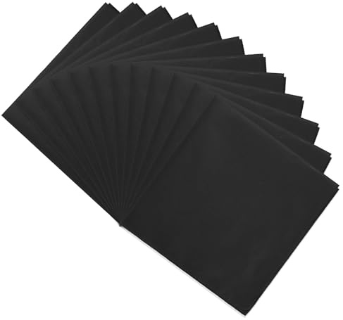 M METERXITY 12-Pack Solid Color Bandanas, 21inch/54cm Polyester Soft Headband Scarf Neckerchief for Men/Women/Cowboy, Bandanas Headwrap Scarfs [Black]