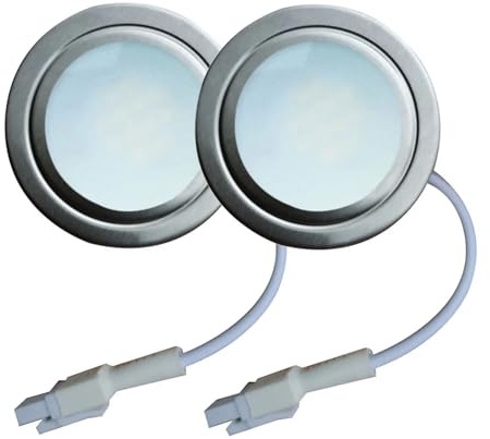 eufeifeiegds Lot de 2 ampoules for hotte cuisinière, trou 50 mm, 1,5 W, DC 12 V, éclairage for, d'armoire(Warm White 3000K,EL CONNECTOR_NO)