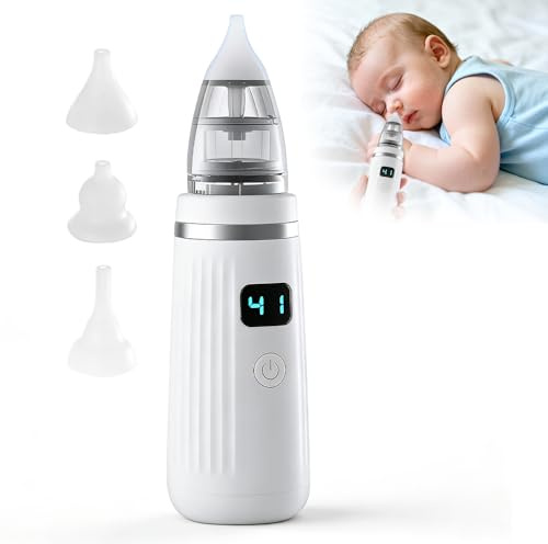Wxeadu Aspiratore Nasale Neonato Elettrico, 5 Livelli di Aspirazione Aspiratore Nasale Elettrico per Bambini, Aspira Muco Neonato Elettrico con 3 Punte in Silicone, Aspiratore Nasale Bambino
